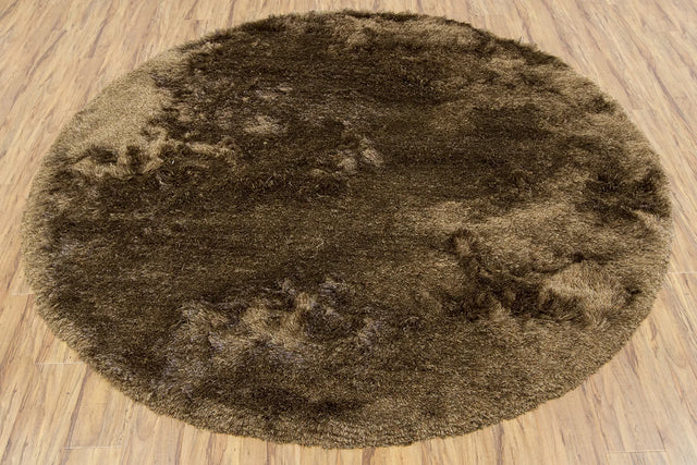 Chandra Naya NAY-18803 Brown and Beige round rug, flat view