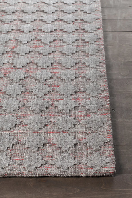 Chandra Netix NET-33201 Red and Grey rug, corner detail