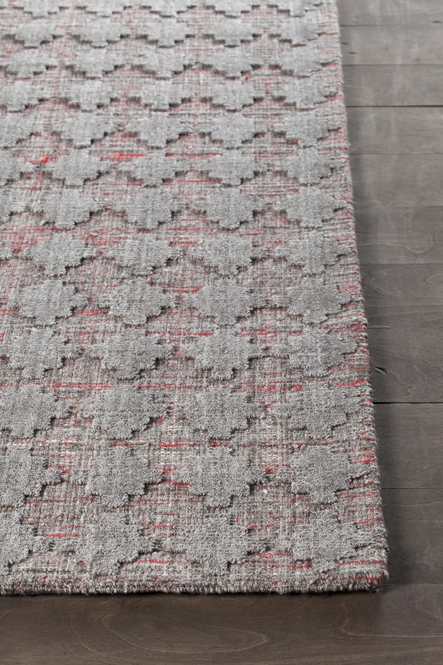 Chandra Netix NET-33201 Red and Grey rug, corner detail
