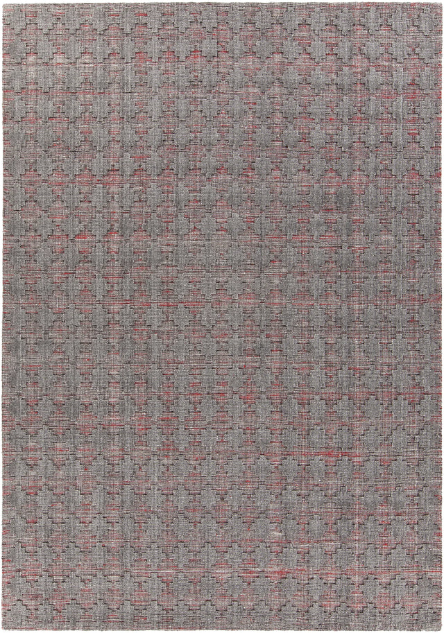 Chandra Netix NET-33201 Red and Grey rug, flat view
