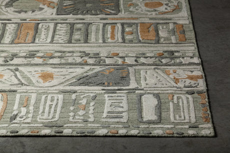 Chandra Nimah NIM-46504 White and Black and Brown rug, corner detail