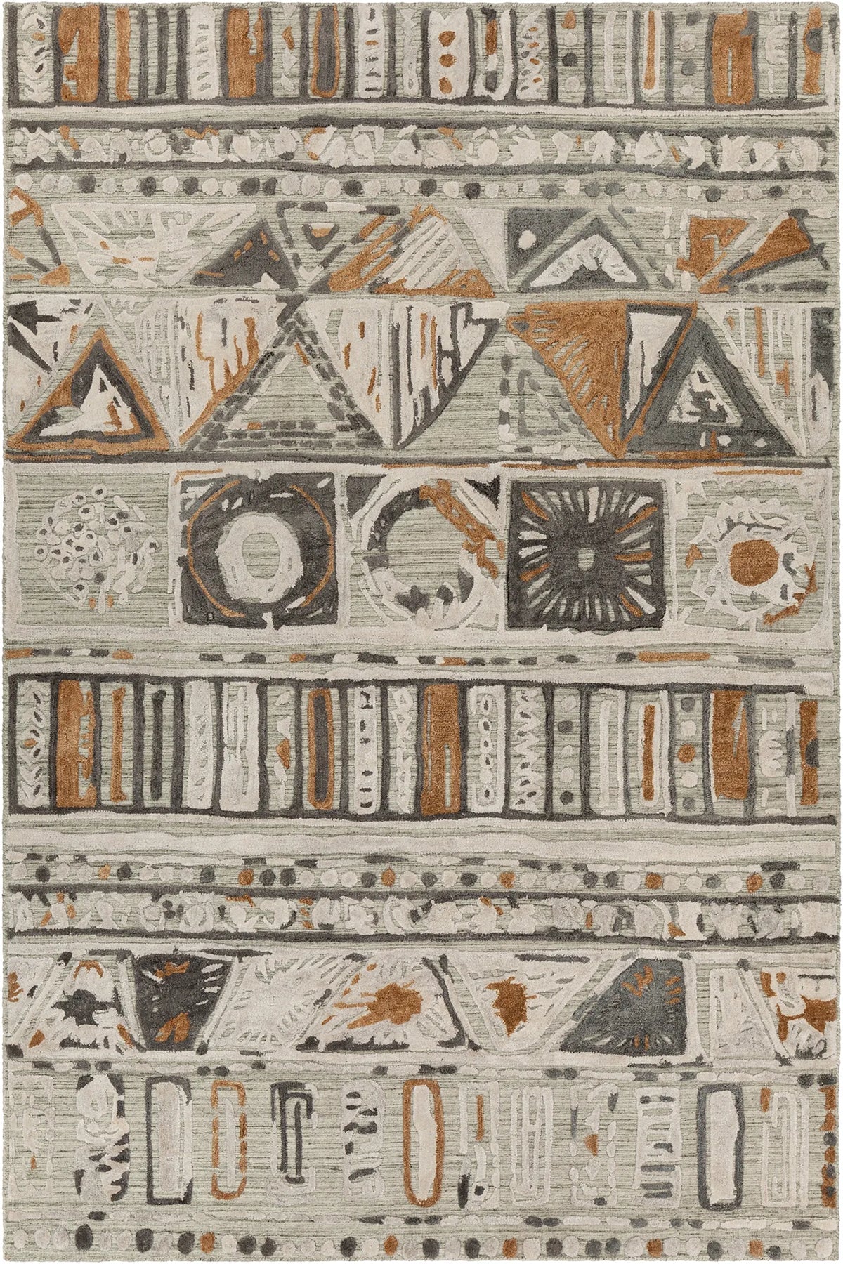 Chandra Nimah NIM-46504 White and Black and Brown rug, flat view