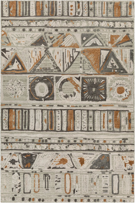 Chandra Nimah NIM-46504 White and Black and Brown rug, flat view