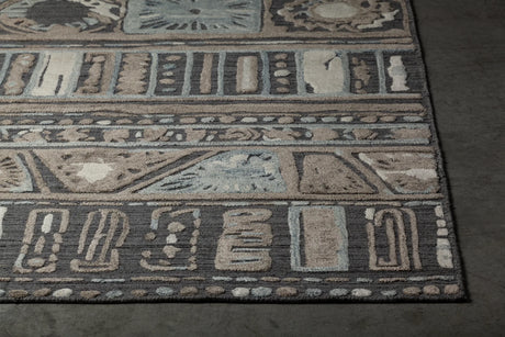 Chandra Nimah NIM-46505 Grey and Beige and White rug, corner detail