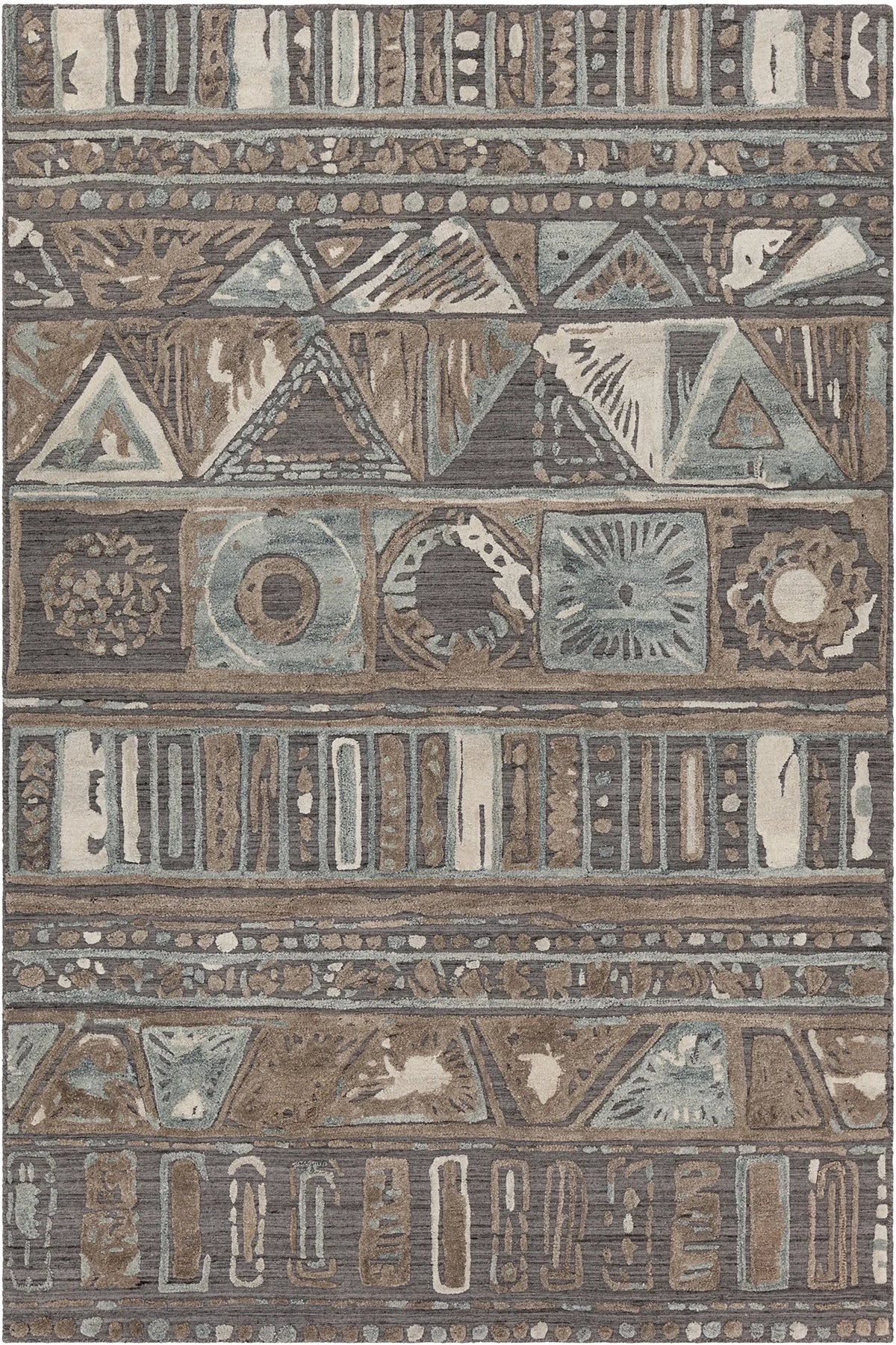 Chandra Nimah NIM-46505 Grey and Beige and White rug, flat view