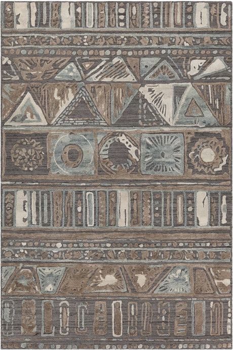 Chandra Nimah NIM-46505 Grey and Beige and White rug, flat view