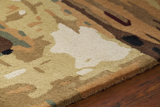 Chandra Nirvana NIR-6600 Blue and Green and Beige and Gold and Burgundy rug, side detail view