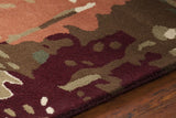 Chandra Nirvana NIR-6601 Burgundy and Grey and Green and Tan and Black rug, side detail view