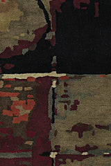 Chandra Nirvana NIR-6601 Burgundy and Grey and Green and Tan and Black rug, texture close-up