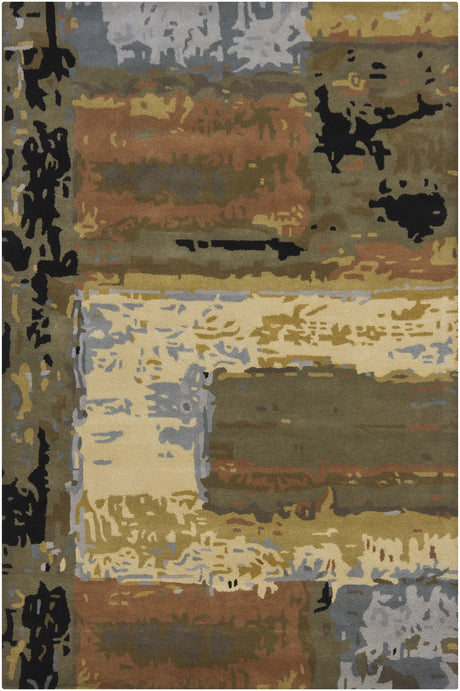 Chandra Nirvana NIR-6603 Blue and Beige and Brown and Green and Black rug, flat view