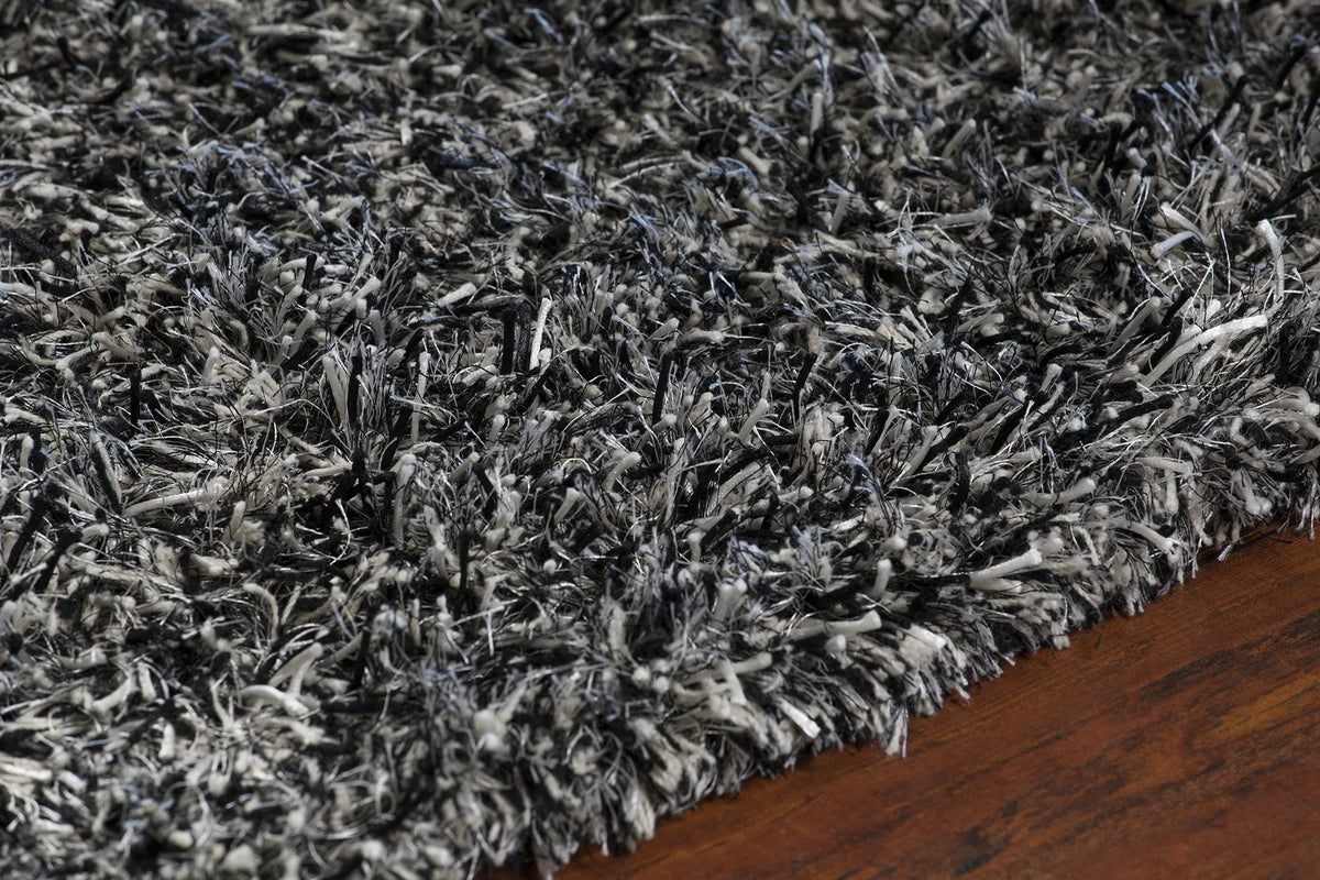 Chandra Orchid ORC-9702 Black and Ivory and Grey rug, side detail view