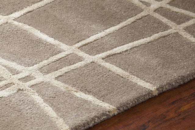Chandra Oslo OSL-31900 Taupe and Beige rug, side detail view