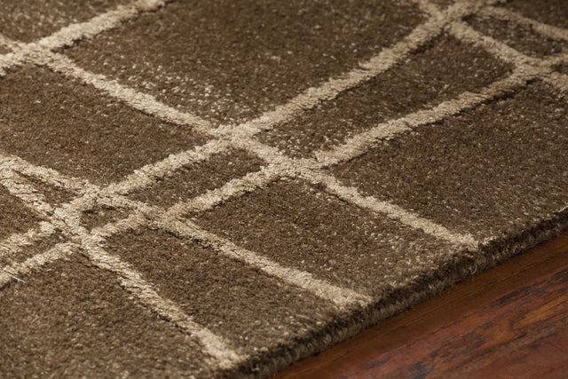 Chandra Oslo OSL-31901 Brown and Light Brown rug, side detail view