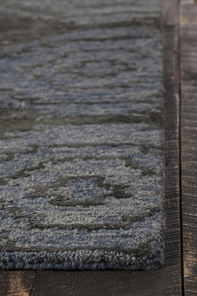 Chandra Paola PAO-41402 Blue and Black rug, corner detail