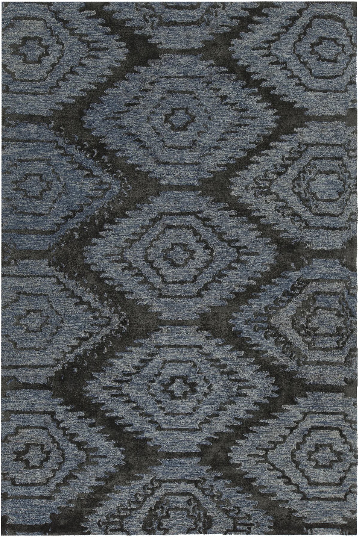 Chandra Paola PAO-41402 Blue and Black rug, flat view