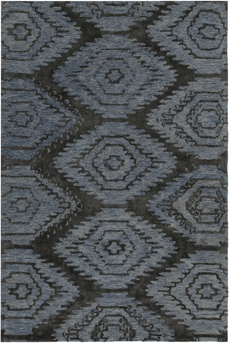 Chandra Paola PAO-41402 Blue and Black rug, flat view