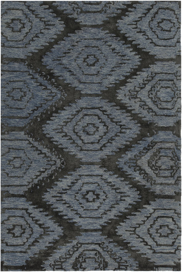 Chandra Paola PAO-41402 Blue and Black rug, flat view