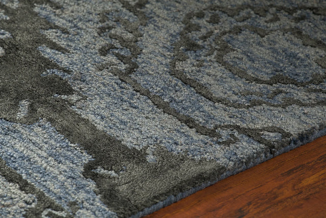 Chandra Paola PAO-41402 Blue and Black rug, side detail view