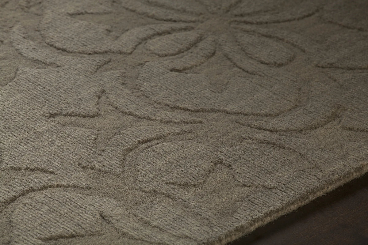 Chandra Rekha REK-29600 Taupe and Brown rug, side detail view