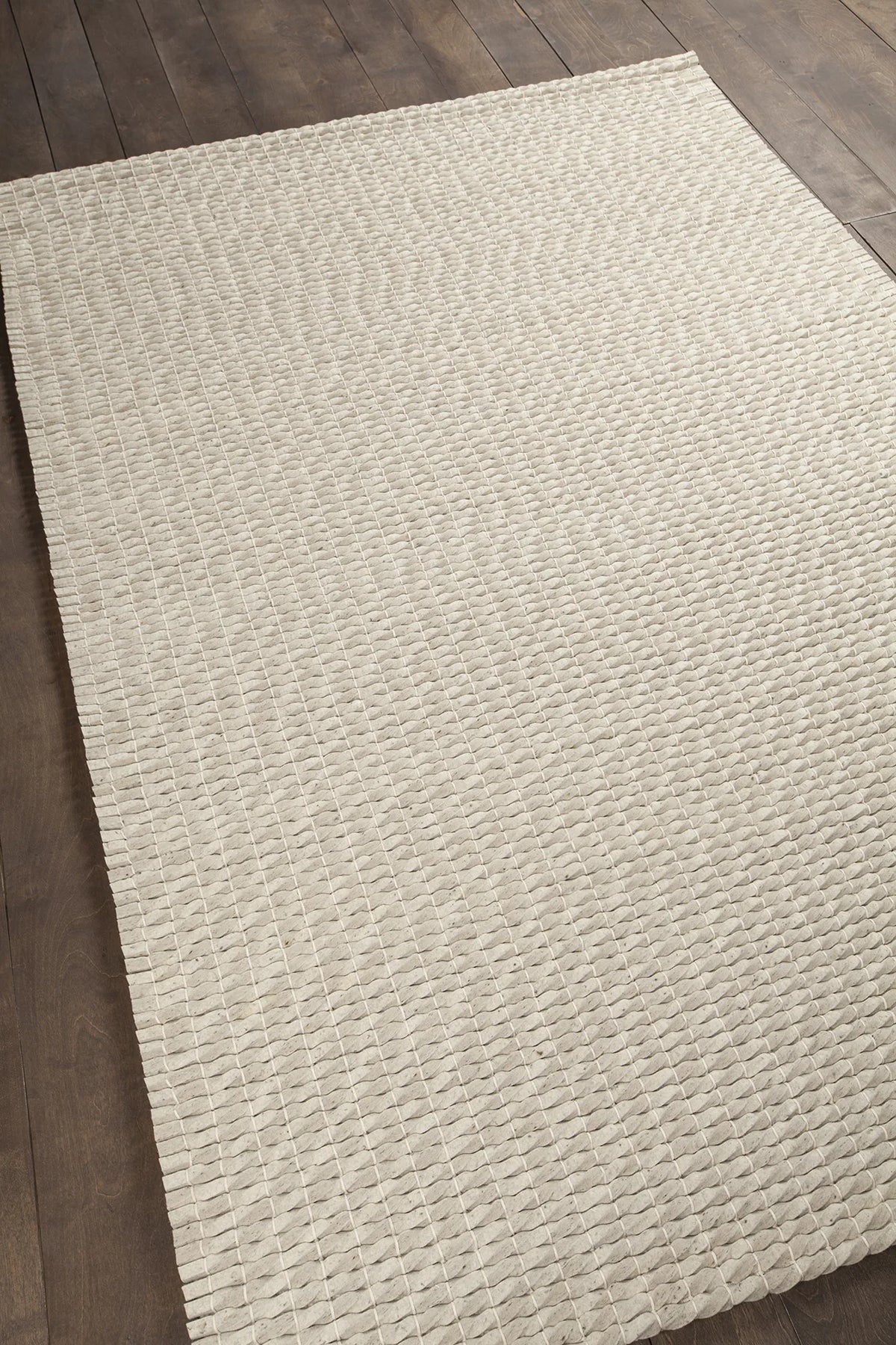 Chandra Renea REN-40101 Beige rug, angled side view