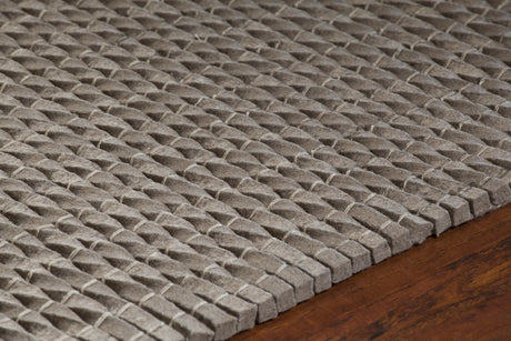 Chandra Renea REN-40102 Taupe rug, side detail view