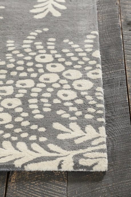 Chandra Rowe ROW-11107 Grey and Ivory rug, corner detail