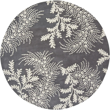 Chandra Rowe ROW-11107 Grey and Ivory round rug, flat view