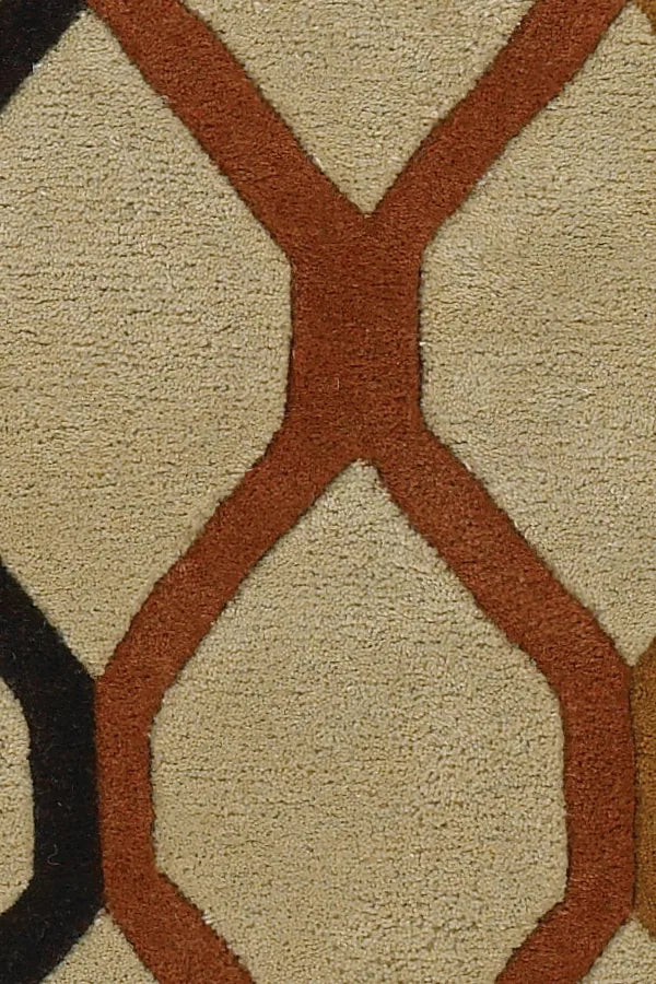 Chandra Rowe ROW-11125 Tan and Orange and Rust and Black and Blue and Green rug, texture close-up