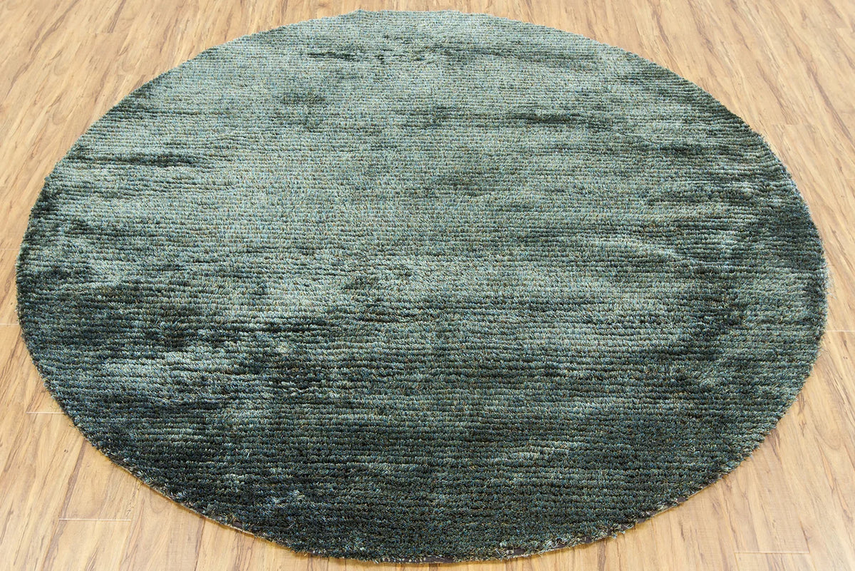 Chandra Royal ROY-15103 Blue and Green round rug, flat view