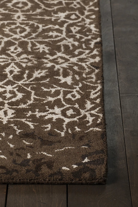 Chandra Rupec RUP-39602 Brown and Cream rug, corner detail