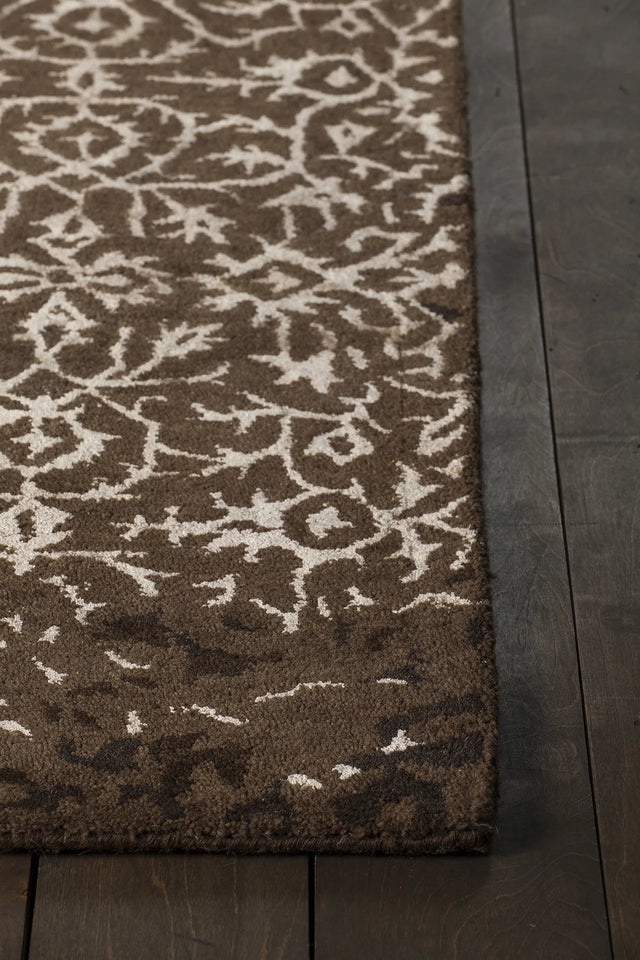 Chandra Rupec RUP-39602 Brown and Cream rug, corner detail