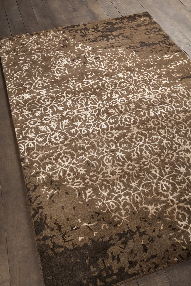 Chandra Rupec RUP-39602 Brown and Cream rug, angled side view