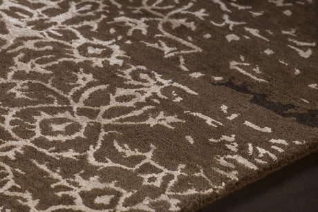 Chandra Rupec RUP-39602 Brown and Cream rug, side detail view