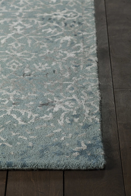 Chandra Rupec RUP-39604 Blue and Grey rug, corner detail
