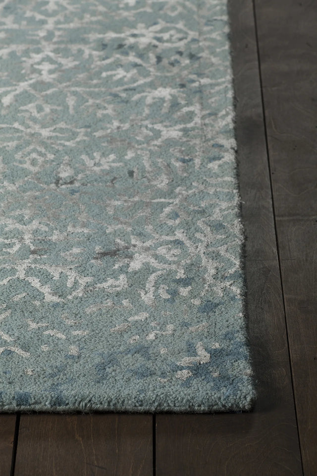 Chandra Rupec RUP-39604 Blue and Grey rug, corner detail