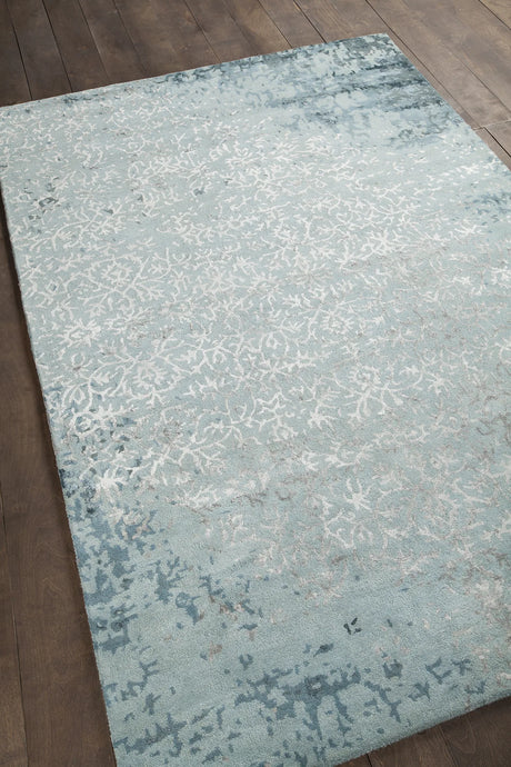 Chandra Rupec RUP-39604 Blue and Grey rug, angled side view