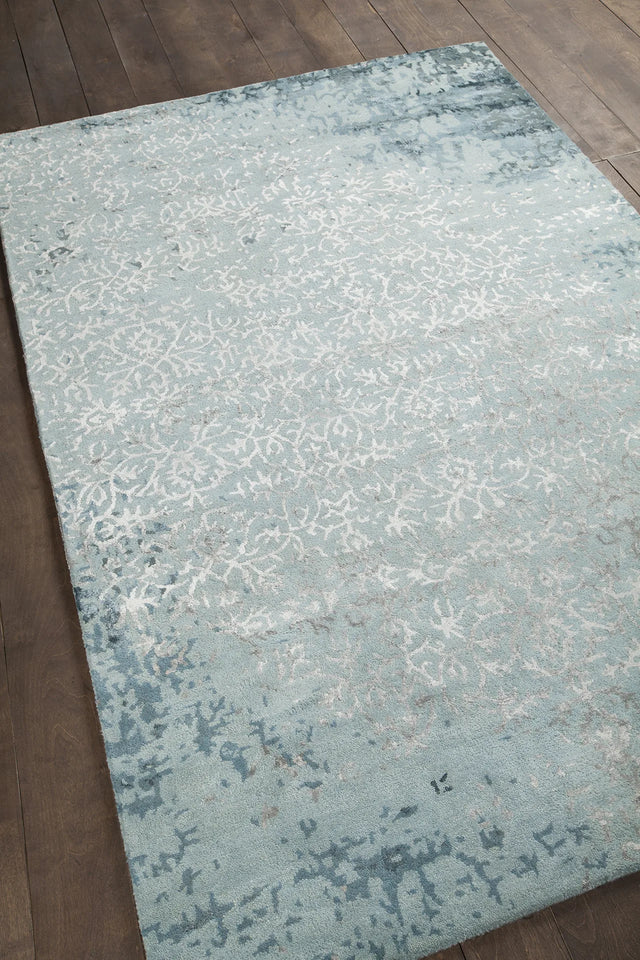 Chandra Rupec RUP-39604 Blue and Grey rug, angled side view