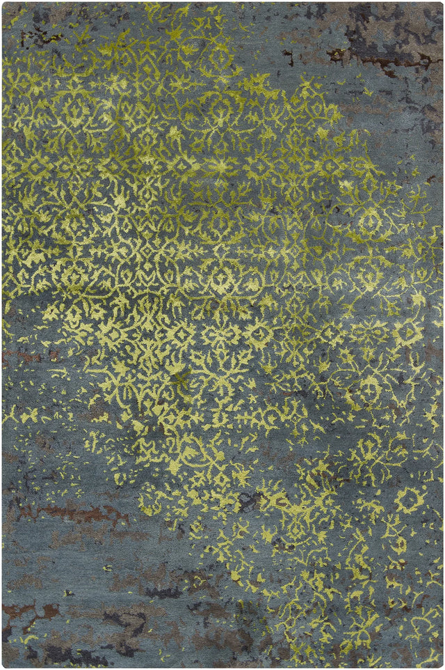 Chandra Rupec RUP-39605 Blue and Green and Brown rug, flat view