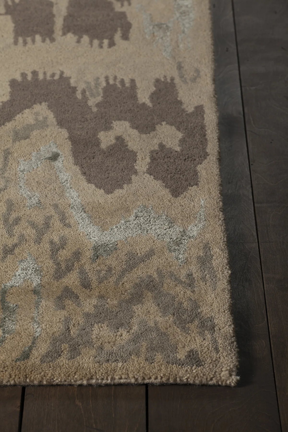 Chandra Rupec RUP-39606 Beige and Grey and Brown rug, corner detail