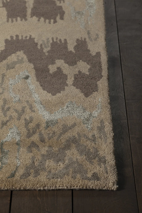 Chandra Rupec RUP-39606 Beige and Grey and Brown rug, corner detail