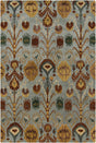 Chandra Rupec RUP-39608 Blue and Brown and Gold and Grey and Green rug, flat view