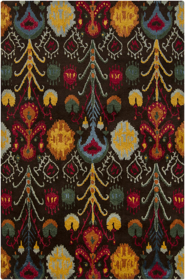 Chandra Rupec RUP-39609 Brown and Blue and Red and Yellow and Green and Orange rug, flat view