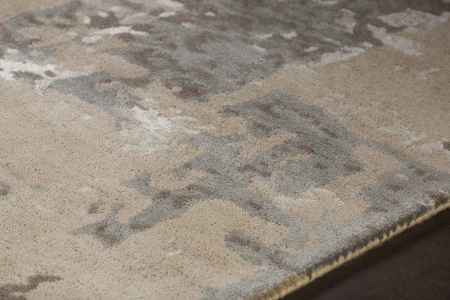 Chandra Rupec RUP-39610 Silver and Beige and Brown rug, side detail view