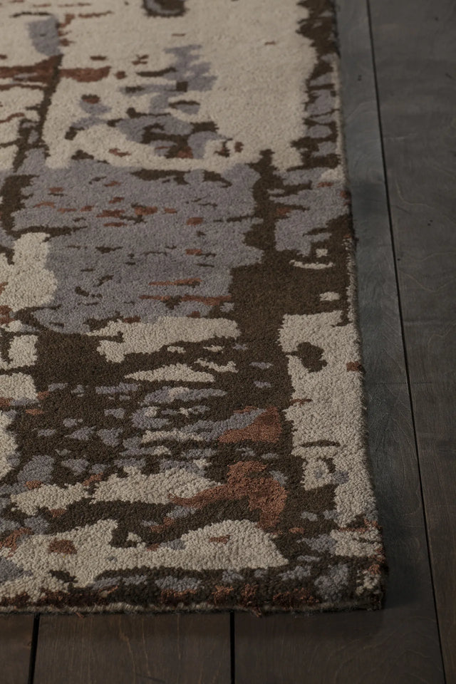 Chandra Rupec RUP-39611 Grey and Beige and Brown rug, corner detail