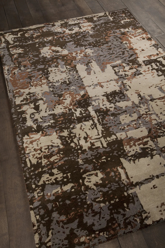 Chandra Rupec RUP-39611 Grey and Beige and Brown rug, angled side view