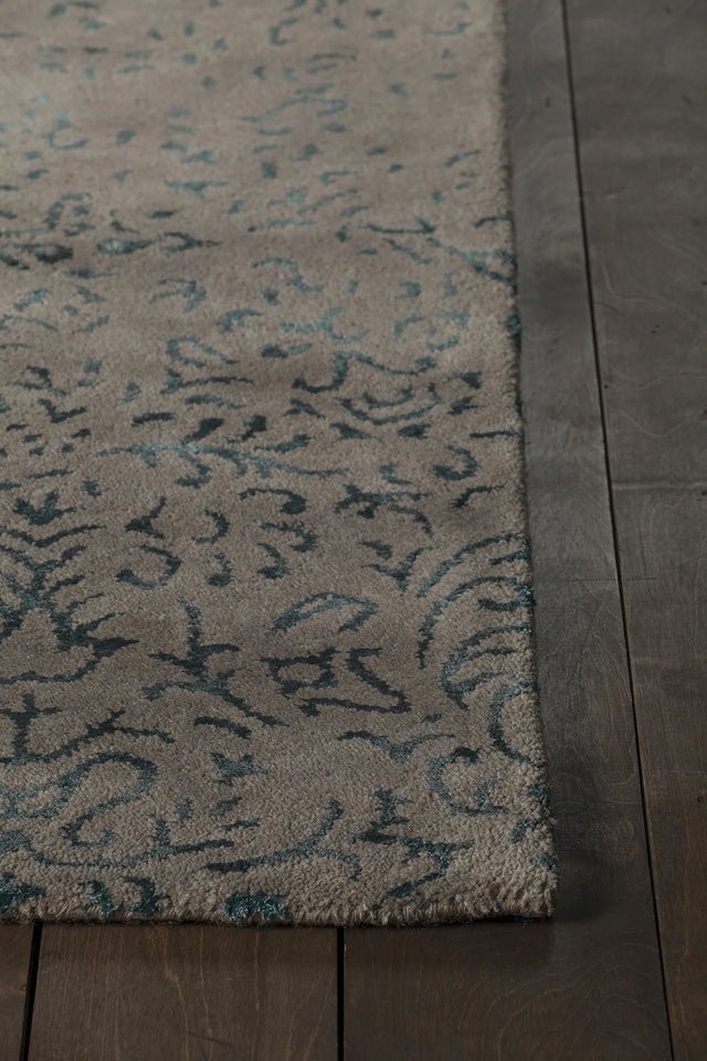 Chandra Rupec RUP-39612 Grey and Blue rug, corner detail