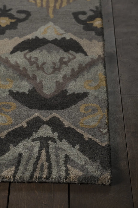 Chandra Rupec RUP-39619 Grey and Taupe and Gold and Black rug, corner detail
