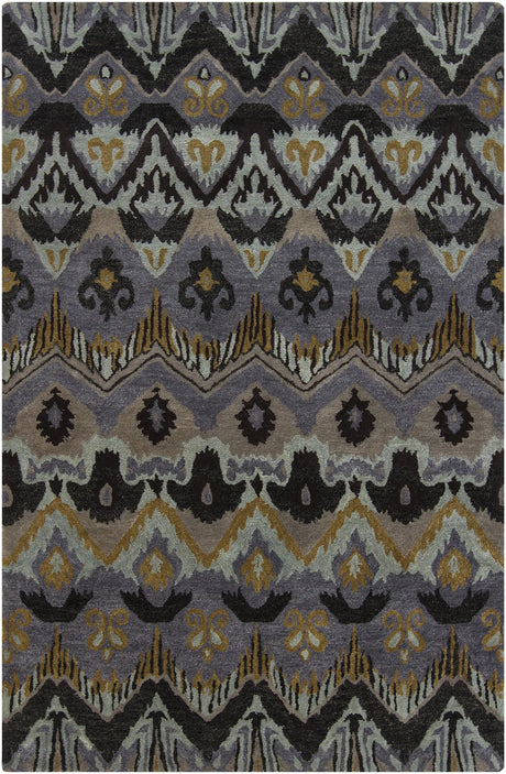 Chandra Rupec RUP-39619 Grey and Taupe and Gold and Black rug, flat view
