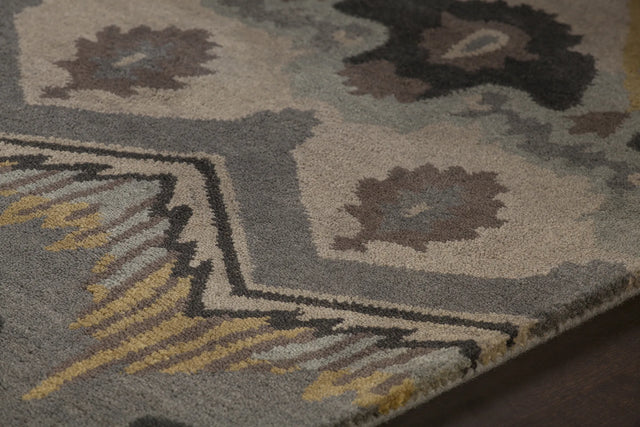 Chandra Rupec RUP-39619 Grey and Taupe and Gold and Black rug, side detail view