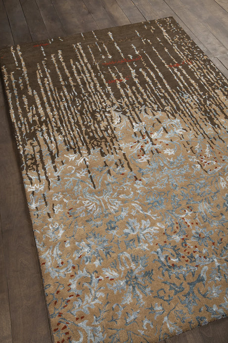 Chandra Rupec RUP-39624 Brown and Blue rug, angled side view